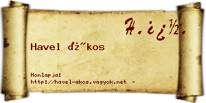 Havel Ákos névjegykártya
